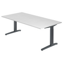 Scrivania regolabile in altezza XTRA XB 2E GG con piano bianco e gambe grigie di hjh OFFICE PRO