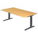 Scrivania regolabile in altezza XTRA XB 2E GG in faggio con struttura grigio scuro di hjh OFFICE PRO