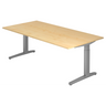 Scrivania regolabile in altezza XTRA XB 2E SS con superficie in acero chiaro e gambe grigie di hjh OFFICE PRO