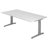 Scrivania regolabile in altezza XTRA XB 2E SS con piano bianco e gambe grigie di hjh OFFICE PRO