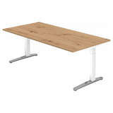 Scrivania regolabile in altezza XTRA XB 2E WC con piano in rovere rustico e gambe bianche di hjh OFFICE PRO