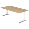 Scrivania regolabile in altezza XTRA XB 2E WC effetto rovere con gambe bianche di hjh OFFICE PRO