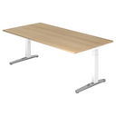 Scrivania regolabile in altezza XTRA XB 2E WC effetto rovere con gambe bianche di hjh OFFICE PRO