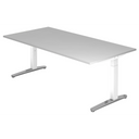 Scrivania regolabile in altezza XTRA XB 2E WC in grigio con un ampio piano di lavoro di hjh OFFICE PRO