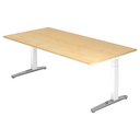 Scrivania regolabile in altezza XTRA XB 2E WC effetto acero con gambe bianche di hjh OFFICE PRO