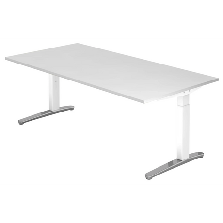 Scrivania regolabile in altezza XTRA XB 2E WC in bianco con piano grande di hjh OFFICE PRO