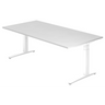 Scrivania regolabile in altezza XTRA XB 2E WW in bianco con piano grande di hjh OFFICE PRO