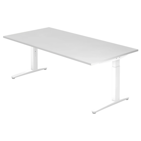 Scrivania regolabile in altezza XTRA XB 2E WW in bianco con piano grande di hjh OFFICE PRO