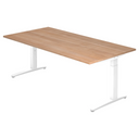 Scrivania regolabile in altezza XTRA XB 2E WW effetto noce con gambe bianche di hjh OFFICE PRO