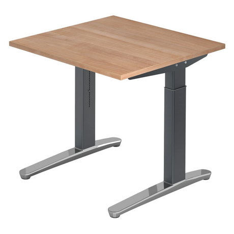 Scrivania regolabile in altezza XTRA XB 8 GC effetto noce con gambe grigie di hjh OFFICE PRO