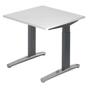 Scrivania regolabile in altezza XTRA XB 8 GC con piano bianco e gambe grigie di hjh OFFICE PRO