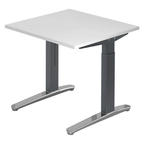 Scrivania regolabile in altezza XTRA XB 8 GC con piano bianco e gambe grigie di hjh OFFICE PRO