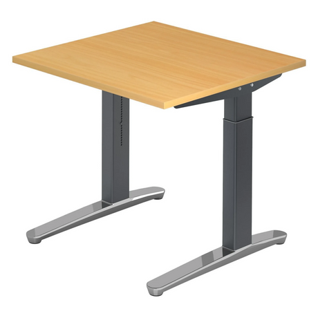 Scrivania regolabile in altezza XTRA XB 8 GC in faggio con struttura grigio scuro di hjh OFFICE PRO