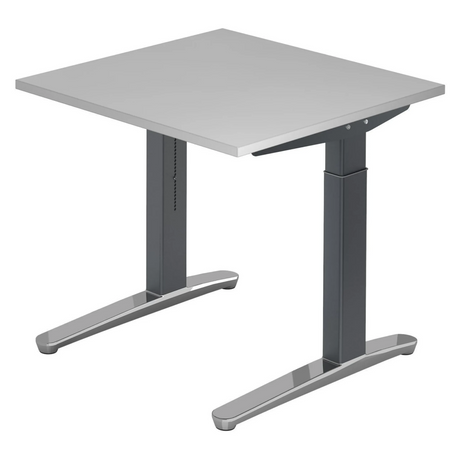 Scrivania regolabile in altezza XTRA XB 8 GC in grigio con piano quadrato di hjh OFFICE PRO