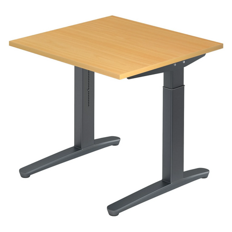 Scrivania regolabile in altezza XTRA XB 8 GG con piano color faggio e struttura grigio scuro di hjh OFFICE PRO