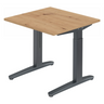 Scrivania regolabile in altezza XTRA XB 8 GG con piano in rovere nodoso e gambe grigie di hjh OFFICE PRO
