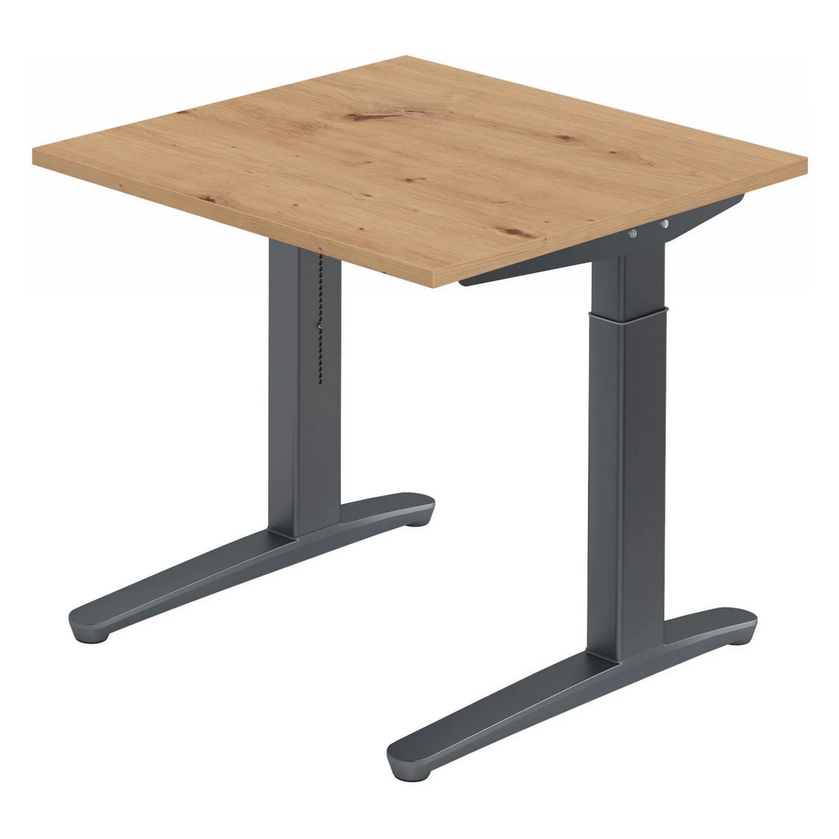 Scrivania regolabile in altezza XTRA XB 8 GG con piano in rovere nodoso e gambe grigie di hjh OFFICE PRO