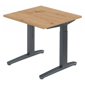 Scrivania regolabile in altezza XTRA XB 8 GG con piano in rovere nodoso e gambe grigie di hjh OFFICE PRO