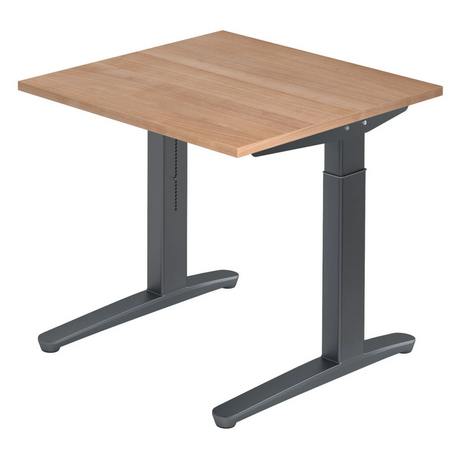 Scrivania regolabile in altezza XTRA XB 8 GG con piano effetto noce e struttura grigio scuro di hjh OFFICE PRO