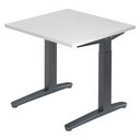 Scrivania regolabile in altezza XTRA XB 8 GG con piano bianco e struttura grigio scuro di hjh OFFICE PRO