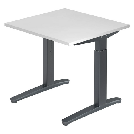 Scrivania regolabile in altezza XTRA XB 8 GG con piano bianco e struttura grigio scuro di hjh OFFICE PRO