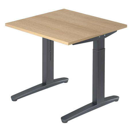 Scrivania regolabile in altezza XTRA XB 8 GG in effetto rovere con struttura grigio scuro di hjh OFFICE PRO