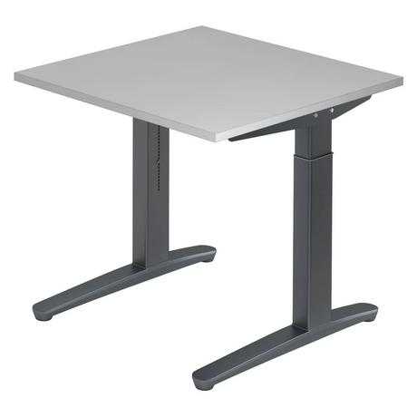 Scrivania regolabile in altezza XTRA XB 8 GG in grigio con piano quadrato di hjh OFFICE PRO