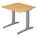 Scrivania regolabile in altezza XTRA XB 8 SS con piano color faggio e struttura grigia di hjh OFFICE PRO