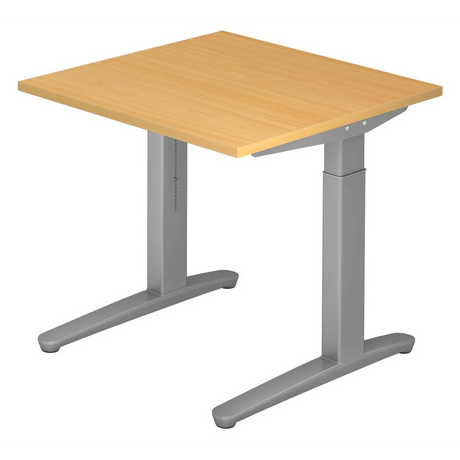 Scrivania regolabile in altezza XTRA XB 8 SS con piano color faggio e struttura grigia di hjh OFFICE PRO
