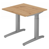 Scrivania regolabile in altezza XTRA XB 8 SS con piano in rovere rustico e struttura grigia di hjh OFFICE PRO