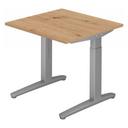 Scrivania regolabile in altezza XTRA XB 8 SS con piano in rovere rustico e struttura grigia di hjh OFFICE PRO