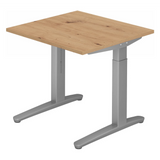 Scrivania regolabile in altezza XTRA XB 8 SS con piano in rovere rustico e struttura grigia di hjh OFFICE PRO