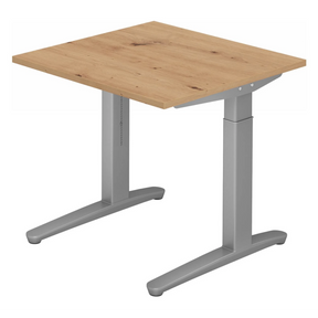 Scrivania regolabile in altezza XTRA XB 8 SS con piano in rovere rustico e struttura grigia di hjh OFFICE PRO