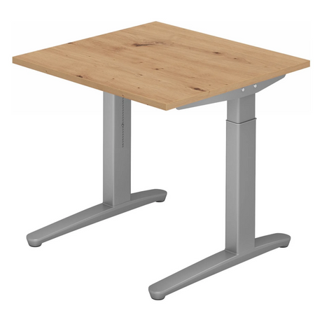 Scrivania regolabile in altezza XTRA XB 8 SS con piano in rovere rustico e struttura grigia di hjh OFFICE PRO