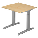 Scrivania regolabile in altezza XTRA XB 8 SS con piano in legno d'acero e struttura grigia di hjh OFFICE PRO