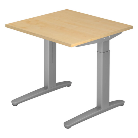 Scrivania regolabile in altezza XTRA XB 8 SS con piano in legno d'acero e struttura grigia di hjh OFFICE PRO
