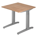 Scrivania regolabile in altezza XTRA XB 8 SS in aspetto noce con gambe grigie di hjh OFFICE PRO
