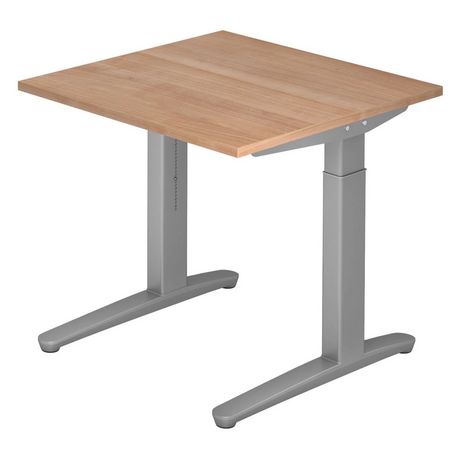 Scrivania regolabile in altezza XTRA XB 8 SS in aspetto noce con gambe grigie di hjh OFFICE PRO