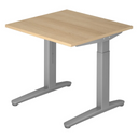 Scrivania regolabile in altezza XTRA XB 8 SS con piano in rovere chiaro e gambe grigie di hjh OFFICE PRO