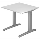 Scrivania regolabile in altezza XTRA XB 8 SS in bianco con piano quadrato di hjh OFFICE PRO