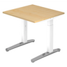 Scrivania regolabile in altezza XTRA XB 8 WC con piano in legno d'acero e gambe bianche di hjh OFFICE PRO