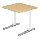 Scrivania regolabile in altezza XTRA XB 8 WC con piano in legno d'acero e gambe bianche di hjh OFFICE PRO