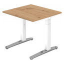 Scrivania regolabile in altezza XTRA XB 8 WC in rovere nodoso con gambe bianche di hjh OFFICE PRO