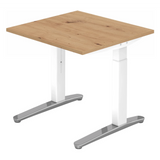 Scrivania regolabile in altezza XTRA XB 8 WC in rovere nodoso con gambe bianche di hjh OFFICE PRO