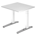 Scrivania regolabile in altezza XTRA XB 8 WC in bianco con piano quadrato di hjh OFFICE PRO