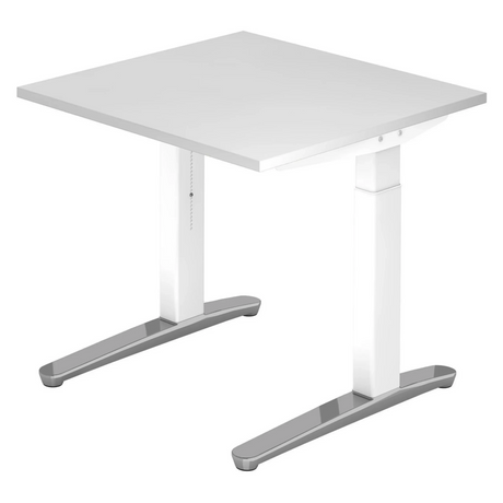 Scrivania regolabile in altezza XTRA XB 8 WC in bianco con piano quadrato di hjh OFFICE PRO