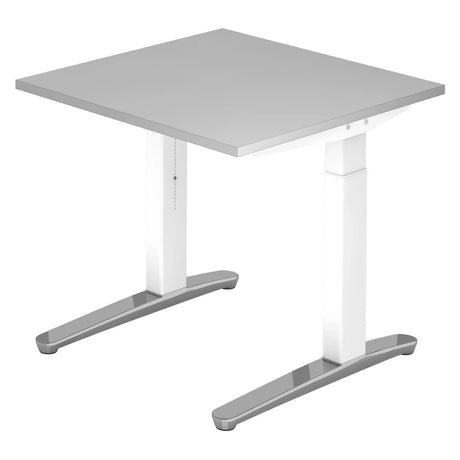Scrivania regolabile in altezza XTRA XB 8 WC con piano grigio e struttura bianca di hjh OFFICE PRO
