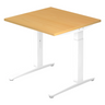 Scrivania regolabile in altezza XTRA XB 8 WW con piano color faggio e struttura bianca di hjh OFFICE PRO