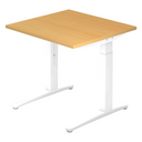Scrivania regolabile in altezza XTRA XB 8 WW con piano color faggio e struttura bianca di hjh OFFICE PRO