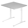 Scrivania regolabile in altezza XTRA XB 8 WW con piano grigio e struttura bianca di hjh OFFICE PRO